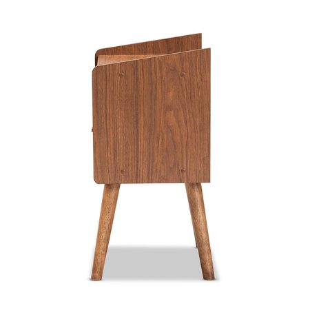 Baxton Studio Elario Mid-Century Modern Two-Tone Grey and Walnut Brown Finished Wood 1-Drawer Nightstand 179-11019-Zoro